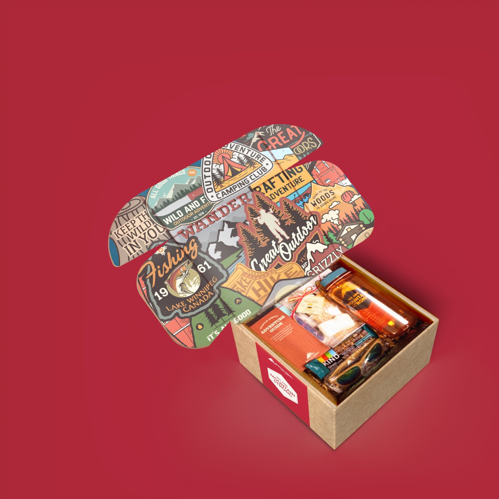 Mountain America Credit Union MACU custom employee onboarding adventure kit gift box design mockup