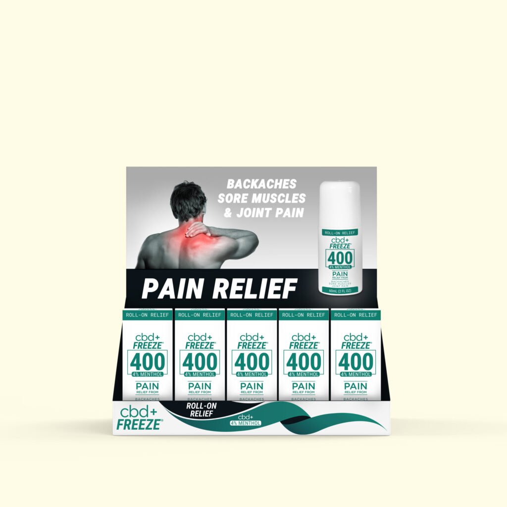 Nature's Fusions CBD Freeze pain relief retail countertop display mockup