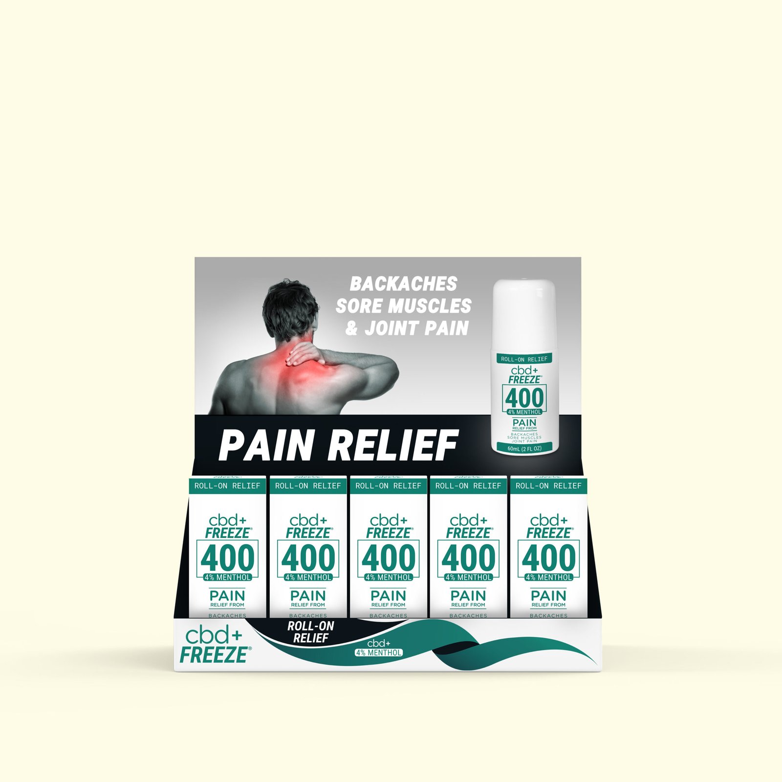 Nature's Fusions CBD Freeze pain relief retail countertop display mockup